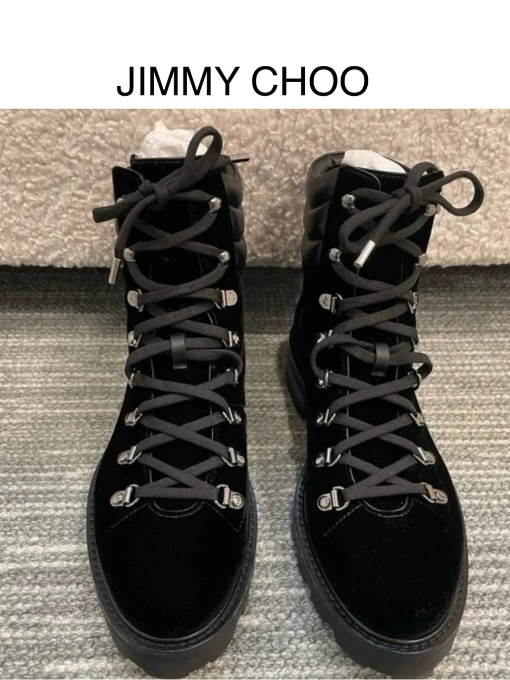 JIMMY CHOO Eshe Velvet Lace Up Boot